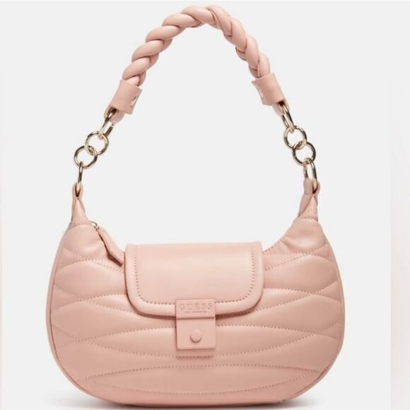 GUESS Lily Quilted Shoulder Bag • Blush Pink • New • Sold Out - Picture 1 of 9